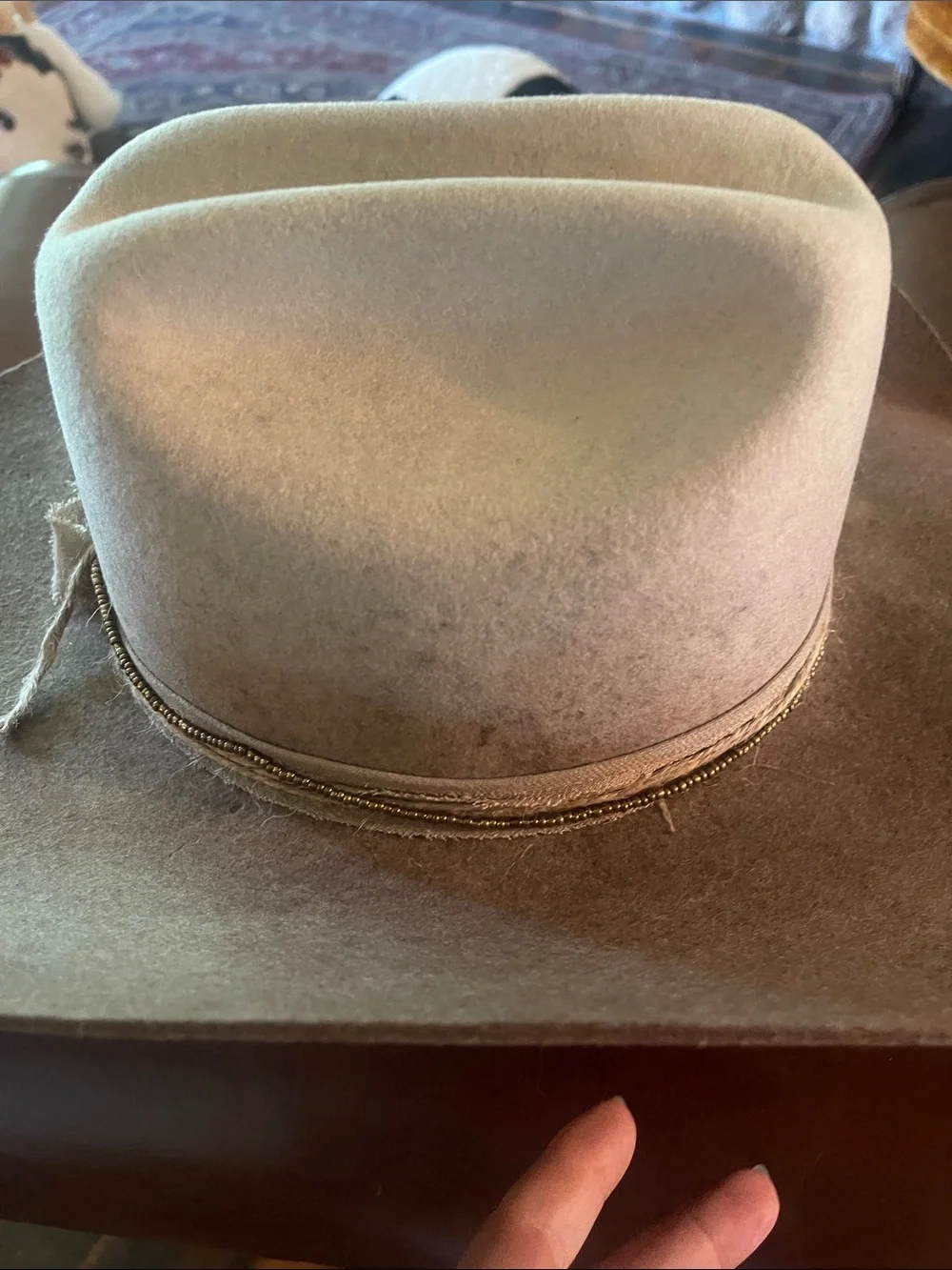 Free People Tan Embellished Felt Wide-Brim Hat